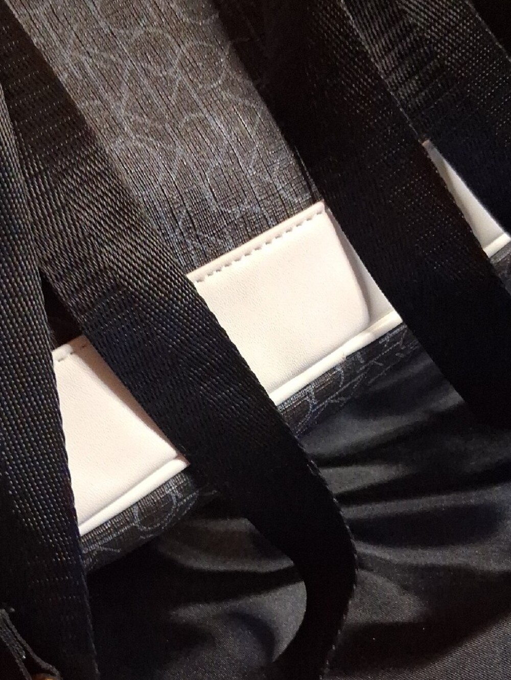Calvin Klein Monogram Black Backpack with White Leather Accent Pocket. Nwot - Picture 12 of 13